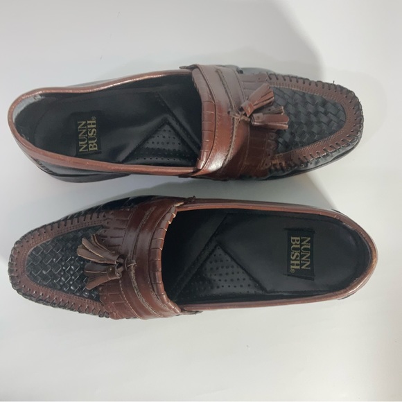 Nunn Bush Slip On Two-Toned Leather black & brown woven toe, kiltie loafer 10.5 main image 7